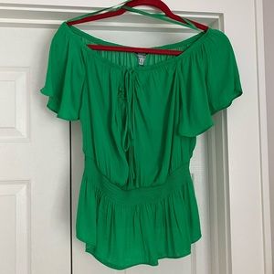 Naked Zebra green tie waist top